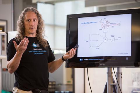 Larry Bencivengo teaching a CNT summer program class about artificial neural networks Larry Bencivengo teaching a CNT summer program class about artificial neural networks